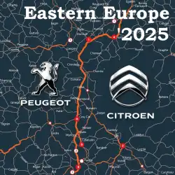 Mapa de navegação Peugeot & Citroen: Europa Oriental e Central 2025