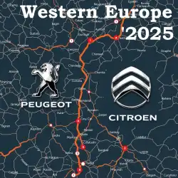 Mapa de navegación de Peugeot y Citroën: Europa Occidental y Central 2025