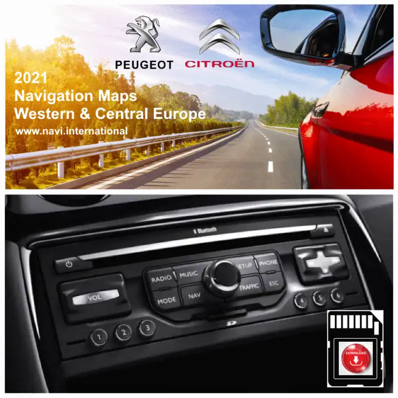 Peugeot & Citroen navigasjonskart: Vest- og Sentral-Europa 2021 Peugeot & Citroen navigasjonskart: Vest- og Sentral-Europa 2021